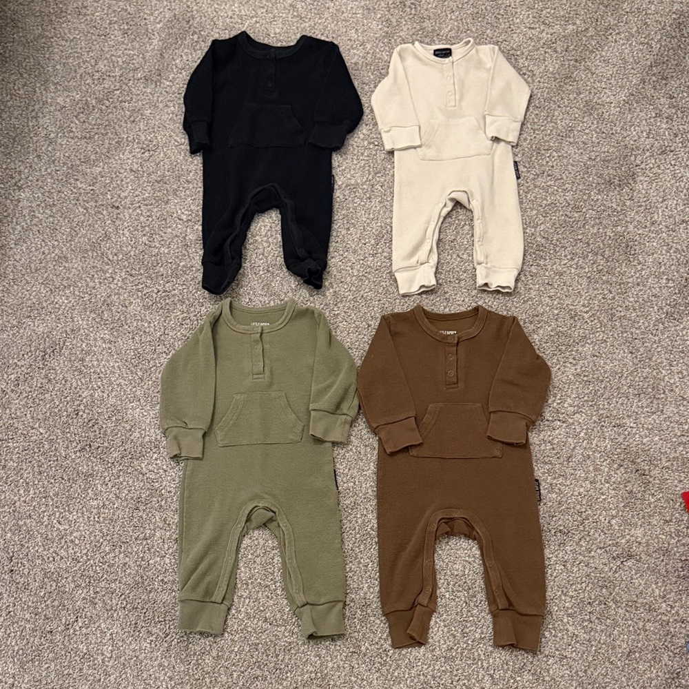 Little Bipsy Baby Waffle One Piece with Buttons and Front Pocket 6-9 mon bundle
